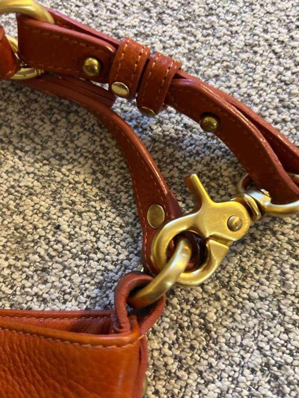 Brahmin Pebbled Leather Crossbody in Burnt Orange with Gold Hardware - Picture 14 of 15